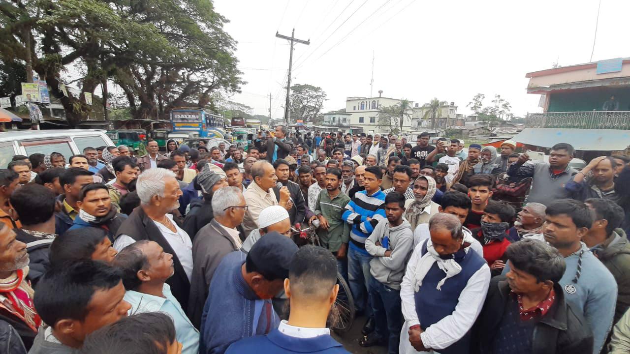 শান্তিগঞ্জে হুমকিতে বোরো চাষ, শাস্তি দাবিতে মিছিল