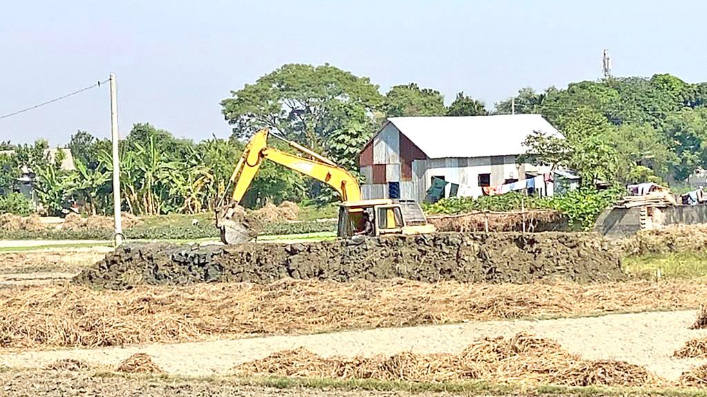 তিন ফসলি জমি কেটে মাটি ও প্লট ব্যবসা