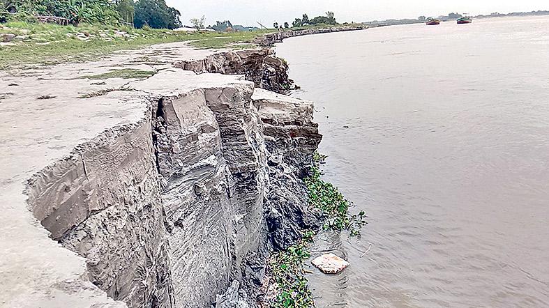 পদ্মায় ভাঙনে আতঙ্ক হুমকিতে রক্ষা বাঁধ