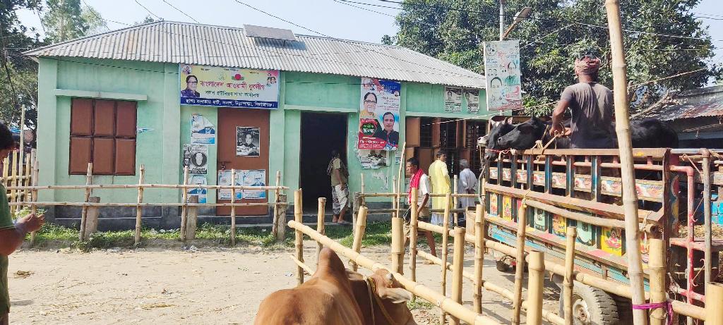 হাটের ইজারা না পেয়ে টোলঘরে যুবলীগের সাইনবোর্ড