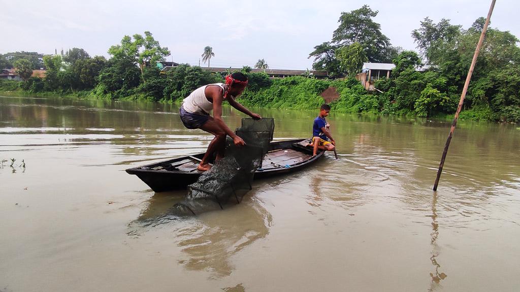 শ্রীপুরে চায়না দুয়ারি জালে মাছ শিকার, হুমকির মুখে জলজ প্রাণী 