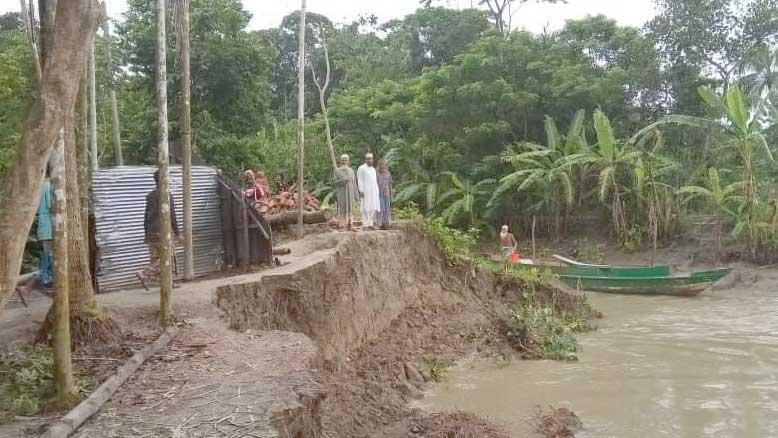 মীরগঞ্জে ভাঙনে নদী গর্ভে বিলীন মসজিদ, বসতভিটা ও রাস্তা