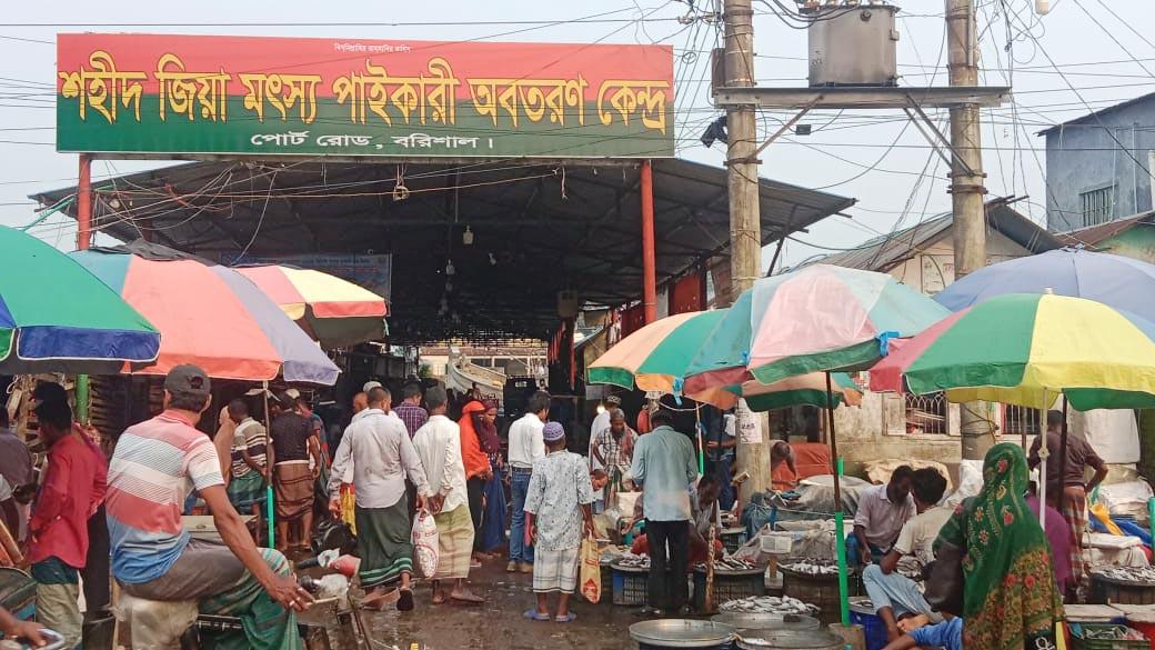 বরিশাল মৎস্য অবতরণ কেন্দ্র থেকে সরানো হলো জিয়ার নামে সাইনবোর্ড