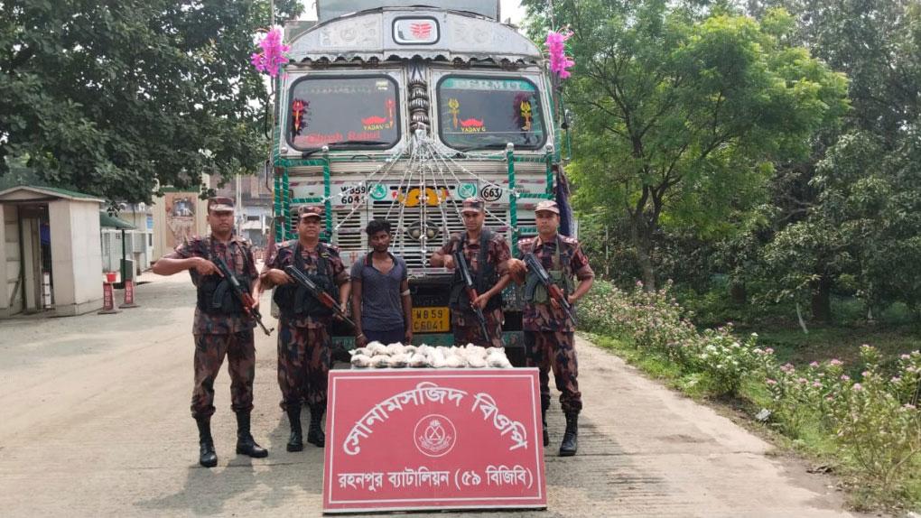 সোনামসজিদ স্থলবন্দরে ভারতে পাচারের সময় ১৭ কেজি ইলিশসহ ট্রাকচালক গ্রেপ্তার