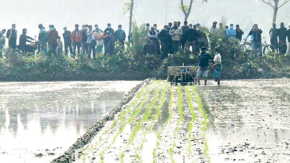 সমলয় চাষাবাদ দেখতে ভিড়