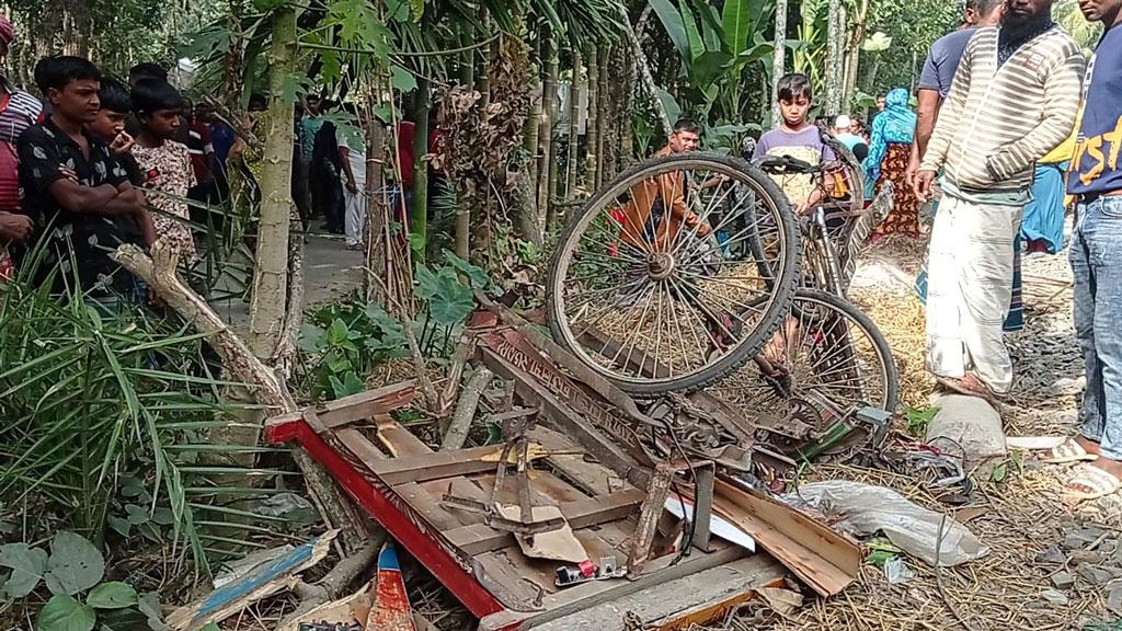 রাজবাড়ীতে অরক্ষিত রেলক্রসিংয়ে ভ্যানকে ট্রেনের ধাক্কা, নিহত ২